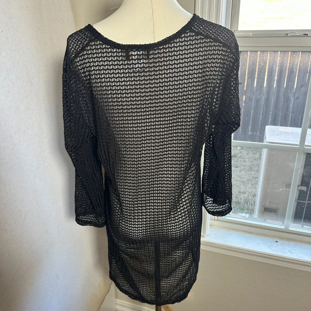 Jordan Taylor Black Mesh Swimming Suit Cover Up Dress Beach Cruise Vacation sz M